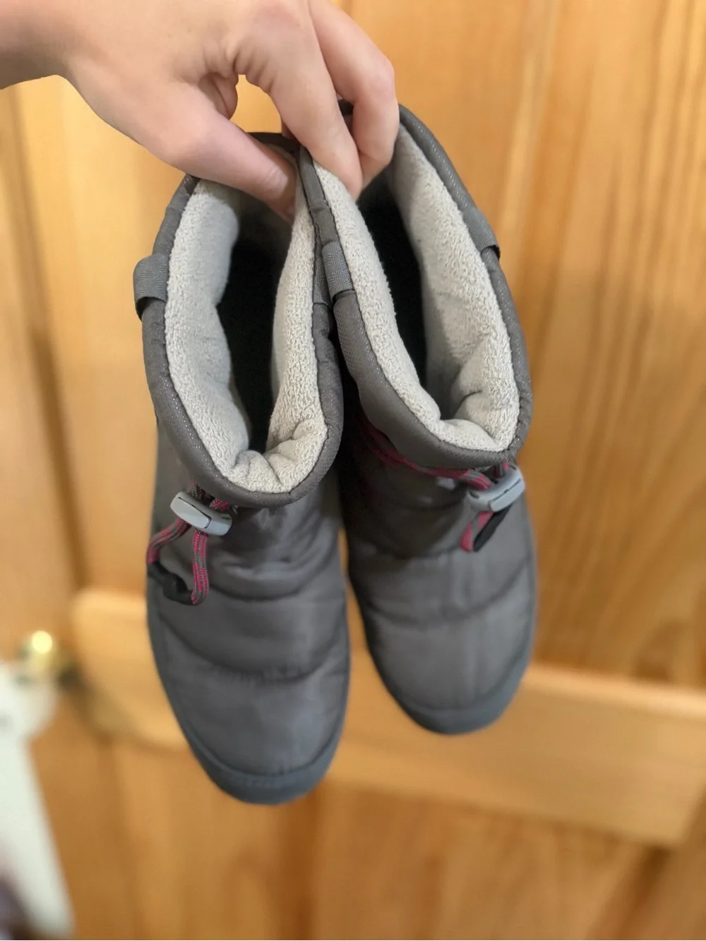 Sorel Women's Grey Winter Ankle Boots with Pink Accent Laces